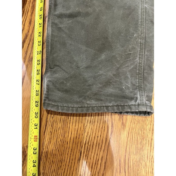 Carhartt B111 Mens Moss Green Flannel Lined Loose Fit Carpenter Pants Size 40x29 - Picture 5 of 12